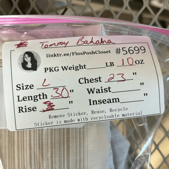 Tommy Bahama Beige Striped Long Sleeve Textured Button-Up Shirt Size Large - Picture 11 of 11